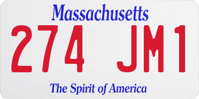 MA license plate 274JM1