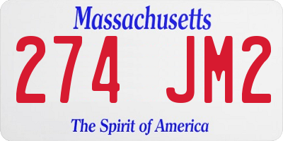 MA license plate 274JM2