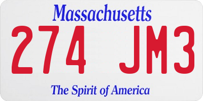 MA license plate 274JM3