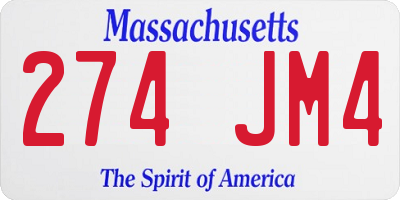 MA license plate 274JM4