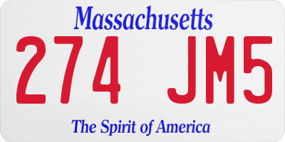 MA license plate 274JM5
