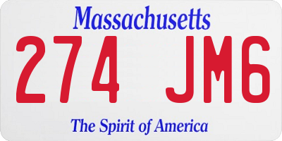 MA license plate 274JM6