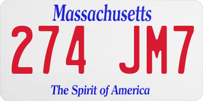 MA license plate 274JM7