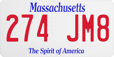 MA license plate 274JM8