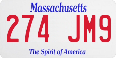 MA license plate 274JM9