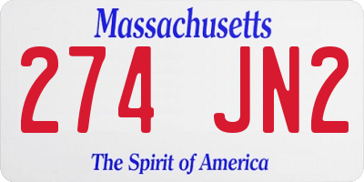 MA license plate 274JN2