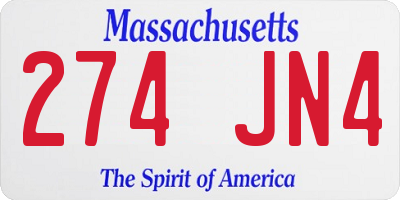 MA license plate 274JN4