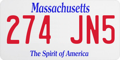 MA license plate 274JN5