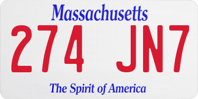 MA license plate 274JN7