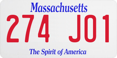 MA license plate 274JO1