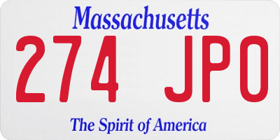 MA license plate 274JP0