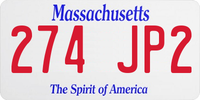 MA license plate 274JP2
