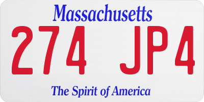 MA license plate 274JP4