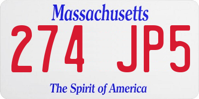 MA license plate 274JP5