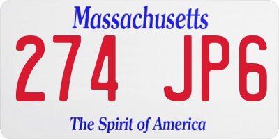 MA license plate 274JP6