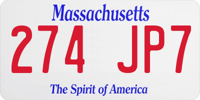 MA license plate 274JP7