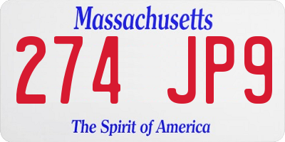 MA license plate 274JP9