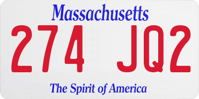 MA license plate 274JQ2