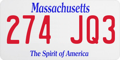 MA license plate 274JQ3