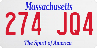 MA license plate 274JQ4