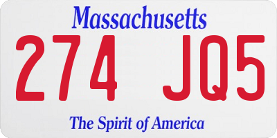 MA license plate 274JQ5