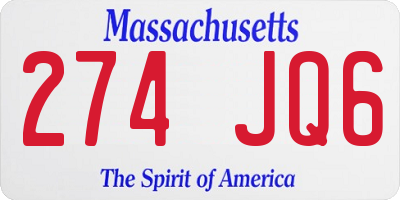MA license plate 274JQ6