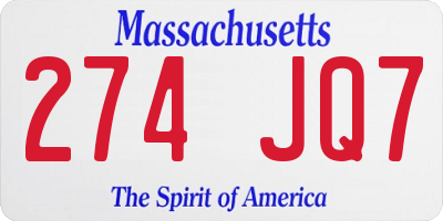 MA license plate 274JQ7