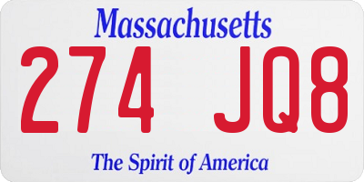 MA license plate 274JQ8