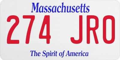 MA license plate 274JR0