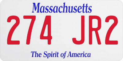 MA license plate 274JR2