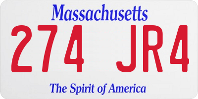 MA license plate 274JR4