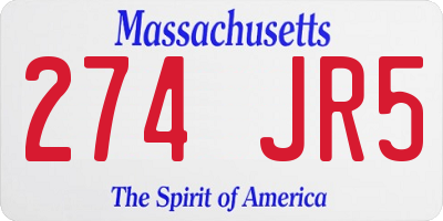 MA license plate 274JR5