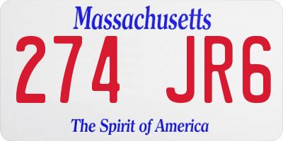 MA license plate 274JR6
