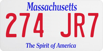 MA license plate 274JR7