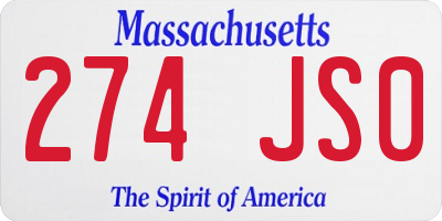 MA license plate 274JS0