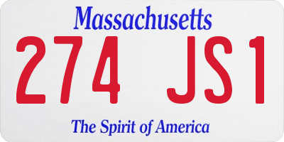 MA license plate 274JS1