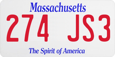 MA license plate 274JS3