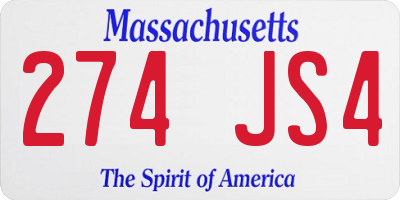 MA license plate 274JS4