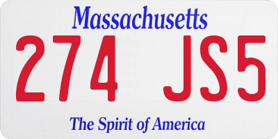 MA license plate 274JS5
