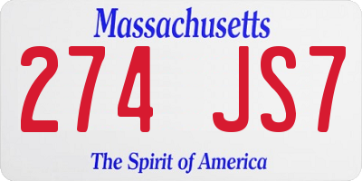 MA license plate 274JS7
