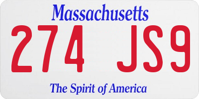 MA license plate 274JS9