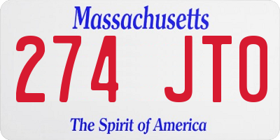 MA license plate 274JT0