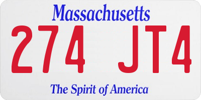 MA license plate 274JT4