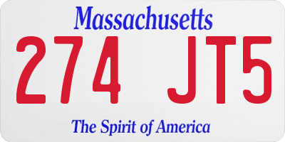 MA license plate 274JT5
