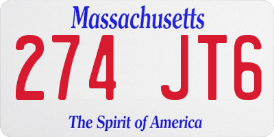 MA license plate 274JT6