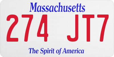 MA license plate 274JT7