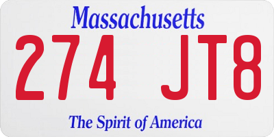 MA license plate 274JT8