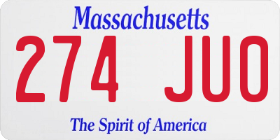 MA license plate 274JU0