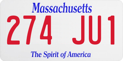 MA license plate 274JU1