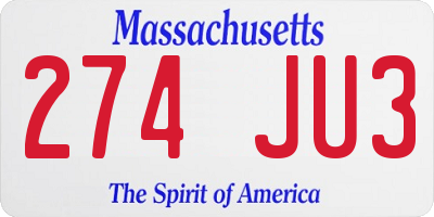 MA license plate 274JU3